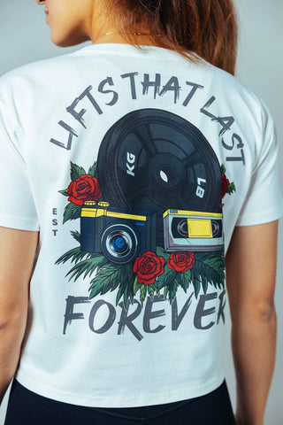 Der hochwertige Lifts that last forever Backprint erinnert dich daran, dass deine Erfolge für die Ewigkeit sind.